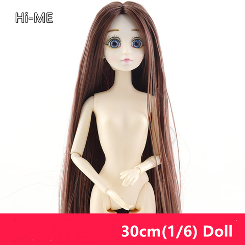 30cm yeux bleus 1/6 BJD poupées poupée articulée avec 3D yeux violet/gris cheveux femme corps nu poupées jouet pour filles poupée de mode ► Photo 1/5