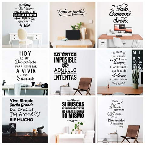 Nouvelles phrases espagnoles Stickers muraux vinyle décalcomanie pour chambre décoration Stickers muraux autocollant Frase papier peint affiche murale ► Photo 1/6