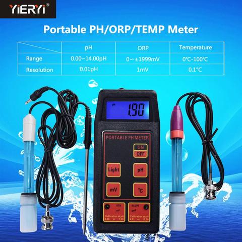 Yieryi – mesure de température Portable 3 en 1, haute précision, pH/mV + électrodes pH et ORP remplaçables + sonde de température ► Photo 1/6