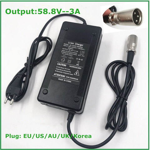 58.8V 3A chargeur de vélo électrique pour 14S 48V batterie au lithium e-bike chargeur de haute qualité forte avec ventilateur de refroidissement connecteur XLR ► Photo 1/6