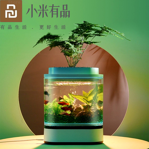 Youpin géométrie Mini Aquarium paresseux USB chargement auto-nettoyant Aquarium avec 7 couleurs LED avec pompe à oxygène filtre Aquarium à la maison ► Photo 1/6