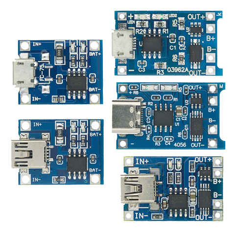 1 pièces type-c/Micro USB 5V 1A 18650 TP4056 chargeur de batterie au Lithium Module de charge avec Protection double fonctions 1A Li-ion ► Photo 1/6