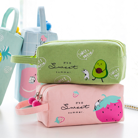 Kawaii – grande trousse à crayons en tissu Flexible, Double couche, jolie boîte à crayons d'école, papeterie cadeau, fournitures de droite ► Photo 1/6