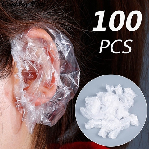 Protège-oreilles Transparent et étanche, pour Salon de coiffure, Protection des oreilles, bonnet de bain, douche, accessoires de nettoyage, 100 pièces ► Photo 1/6