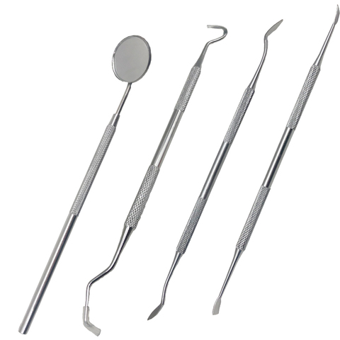 4 pièces trousse à outils d'hygiène dentaire Instruments dentiste tartre grattoir détartreur Calculus dissolvant de Plaque dents nettoyage outil de soin buccal ► Photo 1/6