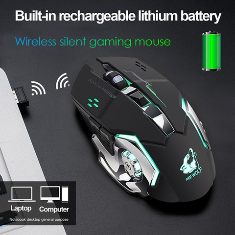 Filaire/Souris de Jeu Sans Fil avec Silencieux LED Rétroéclairé 8D 3200 DPI Réglable USB Optique Ergonomique Ordinateur Souris D'ordinateur Portable. ► Photo 1/6