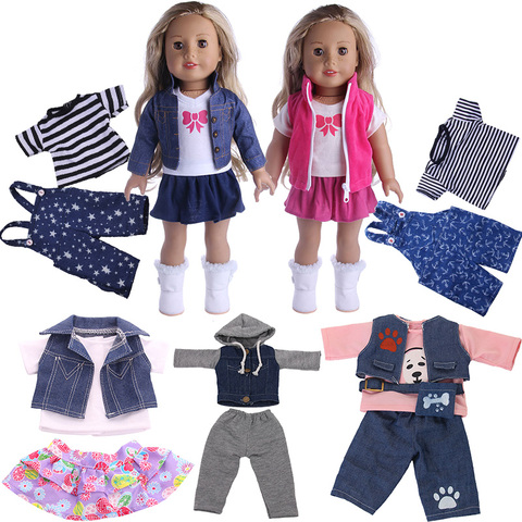 Vêtements de poupée 3 pièces/ensemble pour américain 18 pouces fille & 43 cm né bébé articles notre génération 38cm Nenuco Ropa y su Hermanita, noël ► Photo 1/6