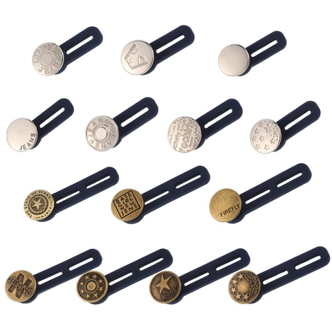 14 pièces jean boutons métal Silicone étendu boutons sans ongles détachable ajuster boucle jean taille Extension boucle jean bouton ► Photo 1/6