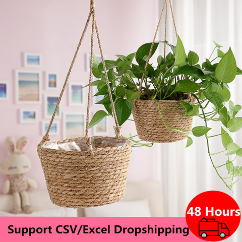 Jardin plante stockage panier Jute corde suspendus planteur tissé intérieur extérieur support de Pot de fleur macramé plante cintres décor à la maison ► Photo 1/6