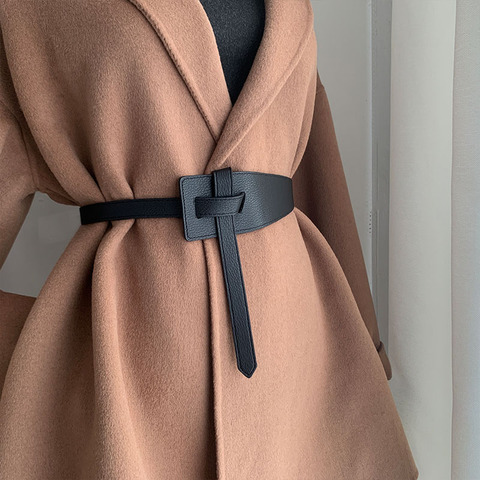 Ceintures de styliste pour femmes, en cuir pu souple avec nœud de haute qualité, long manteau large, ceinture pour robe ► Photo 1/6