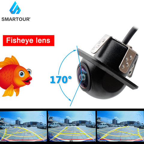 CCD Fisheye-caméra de voiture, trajectoire dynamique, caméra à recul, grand Angle, Vision nocturne, aide au stationnement ► Photo 1/6
