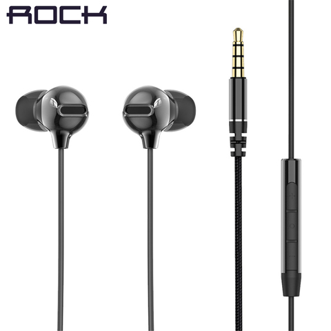 ROCK 3.5mm casque immersif dans l'oreille obsidienne stéréo écouteur pour iPhone ipad Samsung de luxe écouteurs avec micro filaire écouteur ► Photo 1/6