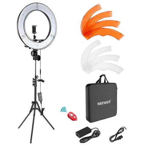 Neewer LED anneau lumière 18 pouces anneau lampe Photo lumière anneau pour YouTube maquillage Studio photographie ringlight avec support de lumière ► Photo 1/6