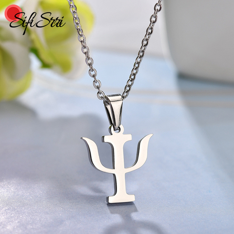 Sifisrri – collier minimaliste avec pendentif en acier inoxydable pour homme et femme, bijou avec symbole PSI, lettre grecque, cadeau ► Photo 1/6