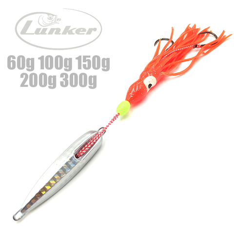 Lunker tai caoutchouc inchiku 60g 100g 150g 200g 300g jig métal pieuvre jupe vivaneau mérou lent turluttes eau salée pêche leurre ► Photo 1/6