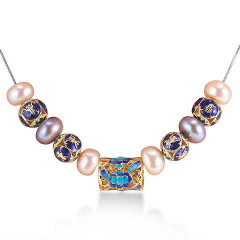 Collier de perles naturelles de Style européen pour femmes, bijoux de haute qualité, accessoires bleus avec chaîne en argent de 45cm, AAAA ► Photo 1/1