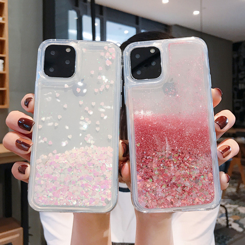 Étuis de téléphone à paillettes liquides pour iPhone 12 11 Pro Max XS MAX X XR 6 6S 8 7 Plus 5 5S SE ► Photo 1/6