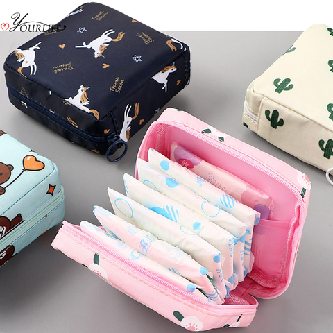 OYOREFD Tampon étanche sac de rangement mignon serviettes hygiéniques pochettes Portable maquillage rouge à lèvres clé écouteur données câbles organisateur ► Photo 1/6