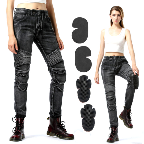 Jeans MOTO rbike pour femmes | Pantalon Moto, extensible, argent et noir, avec protecteur armure au genou, à la mode, nouvelle collection 2022 ► Photo 1/6