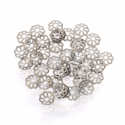 4mm 6mm bouchon en acier inoxydable creux fleur perle bouchon entretoise perles bijoux à bricoler soi-même faisant des résultats de bracelet accessoires et décorations ► Photo 1/6