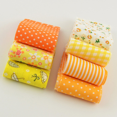 100% coton tissu bandes jaune thème ensembles 5cm x 100cm 7 pcs/lot gelée rouleau pour couture jouets tildas quilting patchwork artisanat ► Photo 1/6