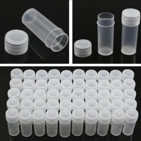 50 pièces en plastique échantillon bouteille petite bouteille Tube à essai Mini bouteilles conteneurs de stockage blanc ► Photo 1/6