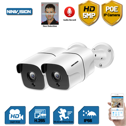 H.265 5MP POE HD IP caméra extérieure étanche infrarouge Vision nocturne Onvif 2.6 CCTV Surveillance vidéo sécurité P2P alertes par e-mail ► Photo 1/6