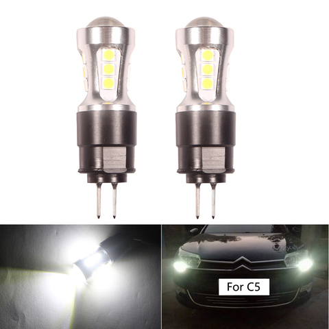 2 pièces blanc 6000k aucune erreur HP24W G4 ampoule LED pour Citroen C5 feux de jour 3030 18-SMD lampe pour Peugeot 3008 lumière du jour ► Photo 1/6