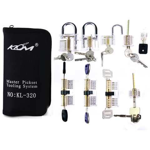 Klom 32 pièces serrure Pickset outils supprimer les outils à main avec 9 pièces Kit d'ouverture de verrouillage de pratique Transparent, formation professionnelle de serrurier ► Photo 1/6