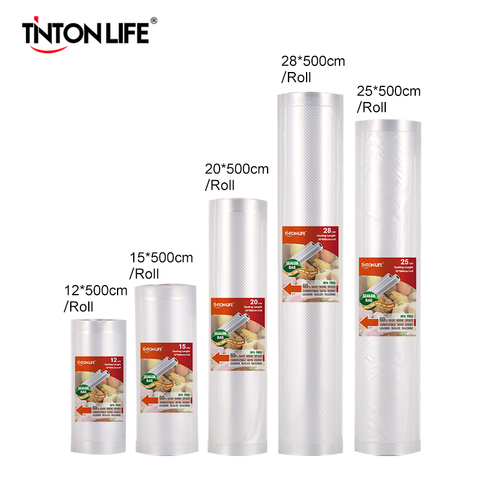 TINTON LIFE alimentaire scelleur sous vide stockage économiseur sacs sous vide en plastique rouleaux 5 taille sacs pour cuisine scelleur sous vide pour garder les aliments frais ► Photo 1/6