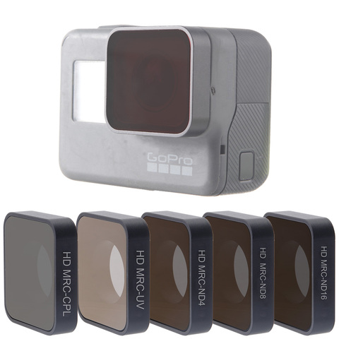 Pour Go Pro Hero 5 6 7 accessoires d'objectif UV CPL ND 4 8 16 ensemble de filtres à densité neutre pour GoPro Hero5/6/7 caméra d'action noire ► Photo 1/6