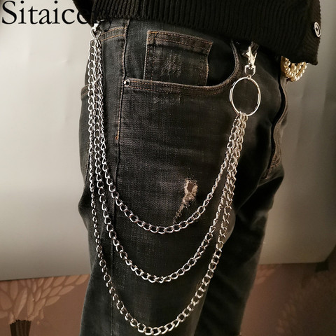 Sitaicery 2022 Punk Street pantalon chaîne pour femmes hommes métal portefeuille ceinture chaîne Hipster porte-clés pantalon porte-clés HipHop bijoux ► Photo 1/6