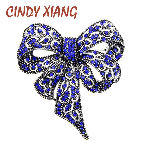 CINDY XIANG Noir Couleur Strass Arc Broches pour Femmes Grand Bowknot Broche Vintage Bijoux De Mode D'hiver Accessoires ► Photo 1/6