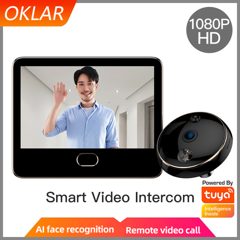 Okars – sonnette Tuya sans fil, caméra de porte Wifi, interphone vidéo intelligent, écran LCD de 4.3 pouces, détection de mouvement, visionneuse vidéo ► Photo 1/6