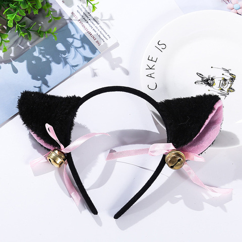 Déguisement d'halloween oreilles de chat, 3 couleurs, belle mascarade, oreilles de chat, Cosplay, Costume de fête, nœud papillon, cloche, bandeau Anime ► Photo 1/6