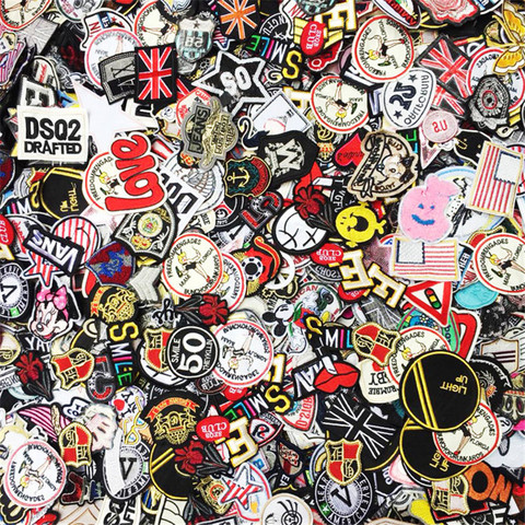 Patchs de badges à repasser et à coudre, mélange aléatoire de patchs pour vêtements de mode, décoration de vêtements, sac à dos en tissu, applications de couture, 100 pièces/lot ► Photo 1/1