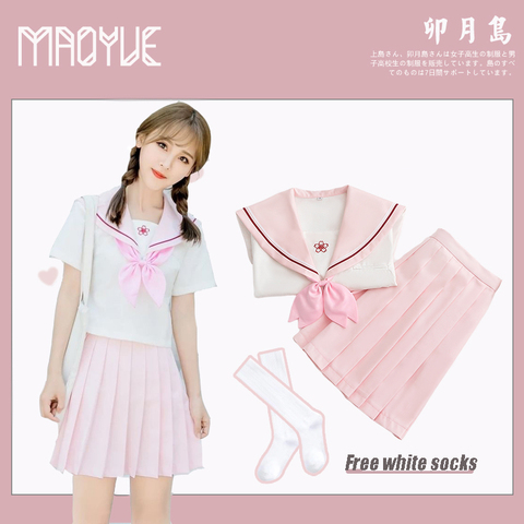 Sakura – uniforme scolaire japonais rose clair, jupe, uniforme JK, uniformes de classe, combinaison de marin, uniforme de collège, uniforme d'écolière ► Photo 1/6