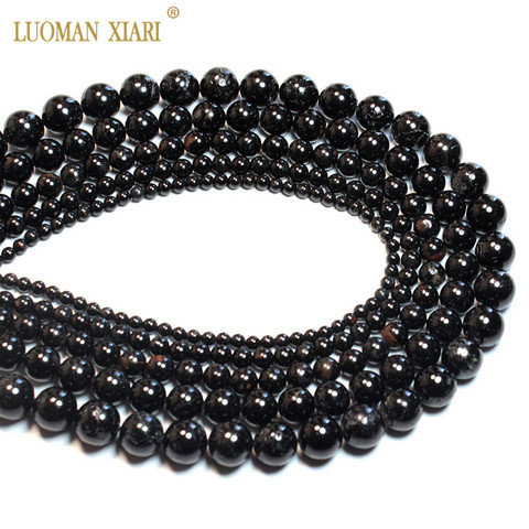 Perles en pierre de Tourmaline noire 100% naturelle, pour la fabrication de bijoux, Bracelet et collier, brin de 4/6/8/10/12mm, 15 pouces, vente en gros ► Photo 1/6