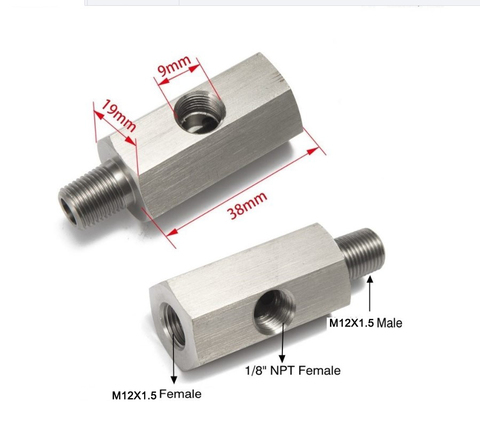 Capteur de pression d'huile, jauge d'alimentation en acier inoxydable, adaptateur Tee 1/8 