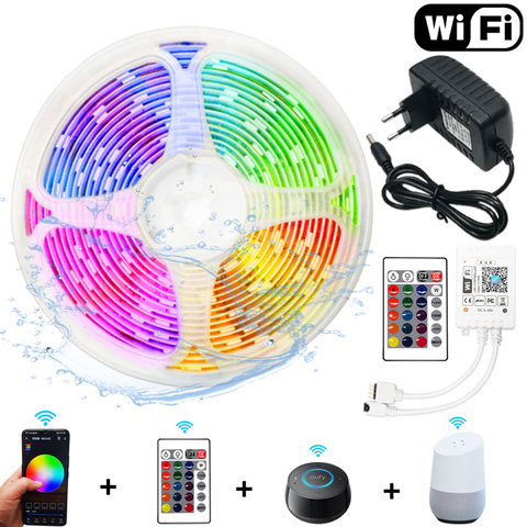 Ampoules LED rvb 12V 20M LED lumières pour chambre 5 m 10m 15m WiFi Bluetooth ruban intelligent Luces ruban RGB bande LED lumières décoration ► Photo 1/6