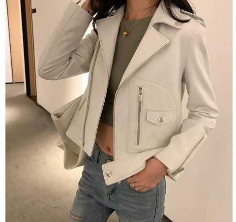 Manteau en cuir véritable slim pour femme, veste de motard de qualité en peau de mouton, vêtements de rue, nouvelle mode 2022, livraison gratuite ► Photo 1/5