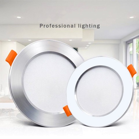 Downlight Ultra mince en aluminium encastré Led Downlight argent blanc-argent 3W 5W 7W 9W AC220V Led plafonnier Spot Led éclairage ► Photo 1/6