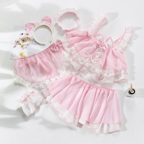 Lolita-uniforme mignon chat fille, uniforme Sexy de demoiselle d'honneur, Lingerie transparente écolière femmes Devil Cosplay, Costumes Sexy, sous-vêtements d'anime ► Photo 1/6