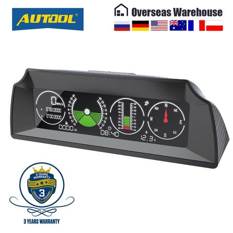 AUTOOL X90 GPS vitesse PMH KMH pente mètre inclinomètre voiture boussole Autos HUD pas inclinaison Angle rapporteur horloge Latitude Longitude ► Photo 1/6