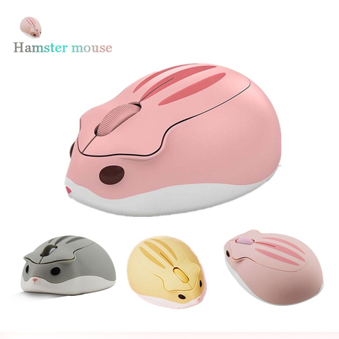 Souris d'ordinateur sans fil optique dessin animé mignon forme de Hamster USB Mause Mini petites souris roses ergonomiques pour fille enfant cadeau jouet ► Photo 1/6