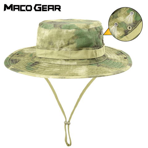 Casquette de pêche Camouflage en plein air, seau tactique, Camping escalade chasse militaire armée Airsoft Jungle à large bord ► Photo 1/6