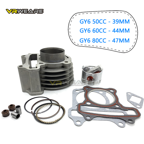 Kit cylindre-Piston pour Scooter à 4 temps, avec cyclomoteur GY6, 39mm/44mm/47mm, pour trottinette, 50, 60, 80 cm 3 ► Photo 1/5