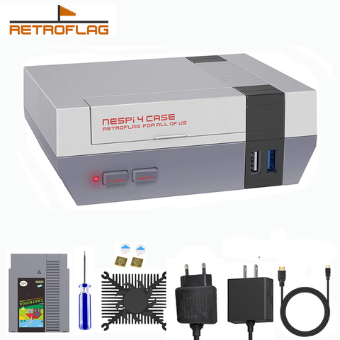 Retroflag NESPi 4 étui pour Raspberry Pi 4 boîtier avec boîtier SSD, ventilateur de refroidissement, adaptateur & dissipateurs pour Raspberry Pi 4 modèle B ► Photo 1/6