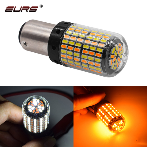 1 pièces lampe de signalisation P21w Led 7443 3157 ampoule 168smd Canbus feu stop 1157 Led Bay15d P21/5w blanc ambre double couleur lumière 12V ► Photo 1/6