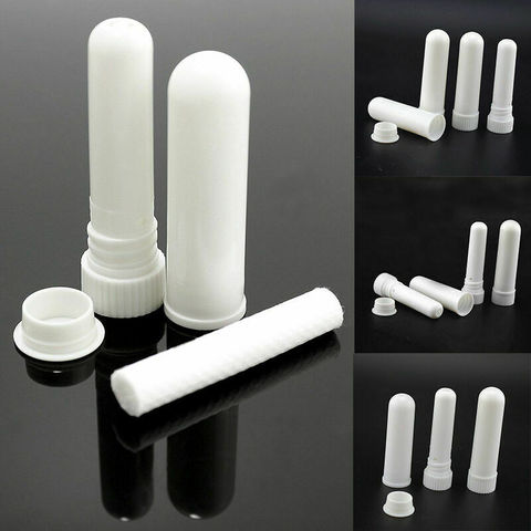 10 pièces/ensemble vide blanc en plastique blanc aromathérapie nasale inhalateurs Tubes bâtons avec mèches pour huile essentielle nez nez récipient Nasal ► Photo 1/6